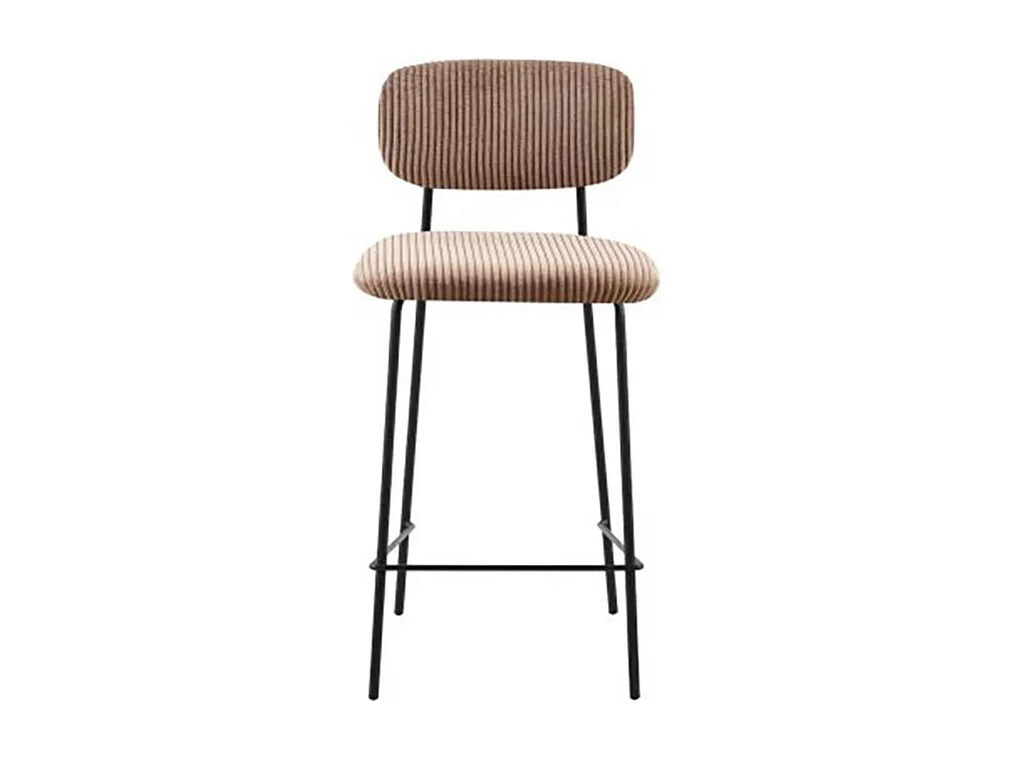 Tabouret de bar style écolier velours côtelé beige