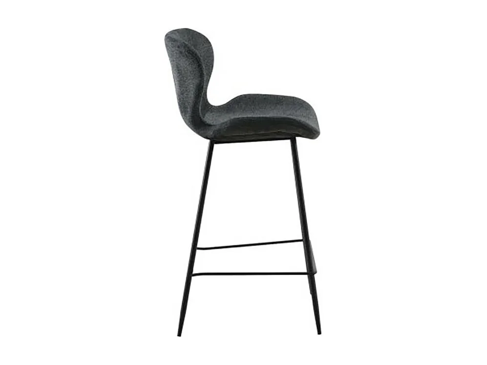 Tabouret de bar tissu gris pieds métal noir