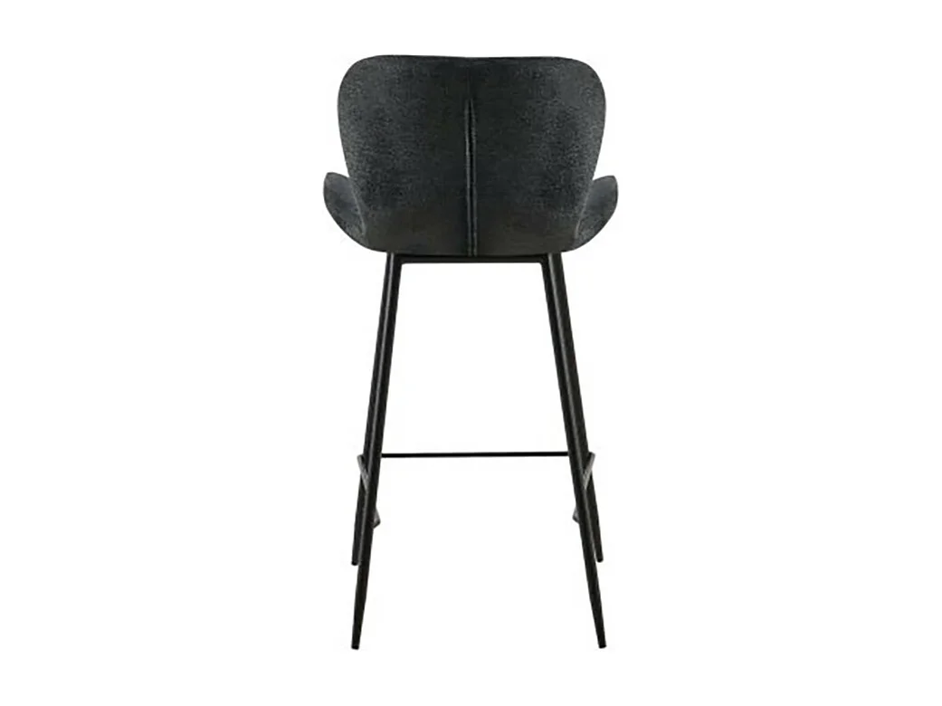 Tabouret de bar tissu gris pieds métal noir
