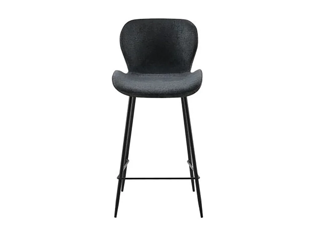 Tabouret de bar tissu gris pieds métal noir