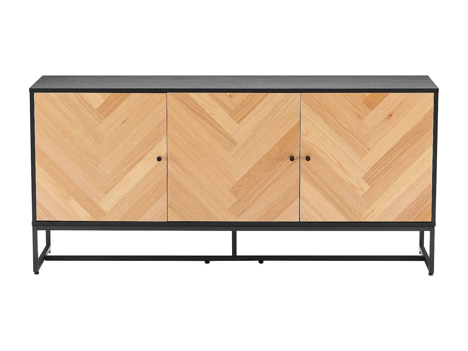 Buffet 3 portes décor mélaminé 160 cm chêne et noir