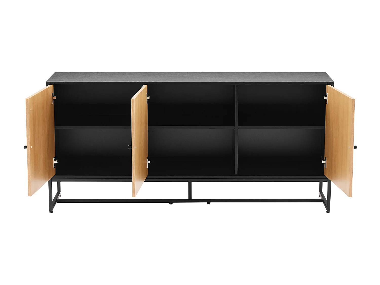 Buffet 3 portes décor mélaminé 160 cm chêne et noir