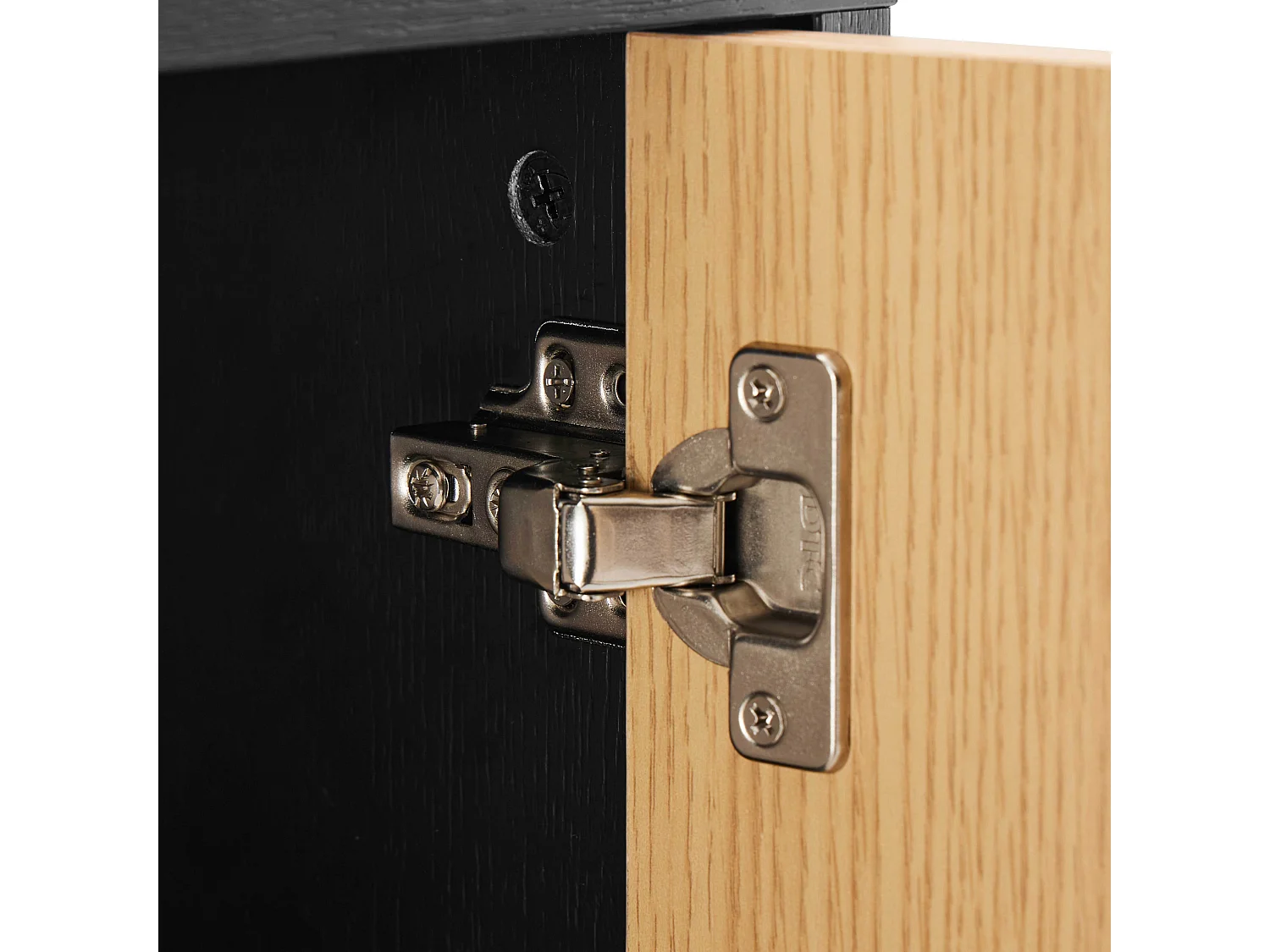 Buffet 3 portes décor mélaminé 160 cm chêne et noir