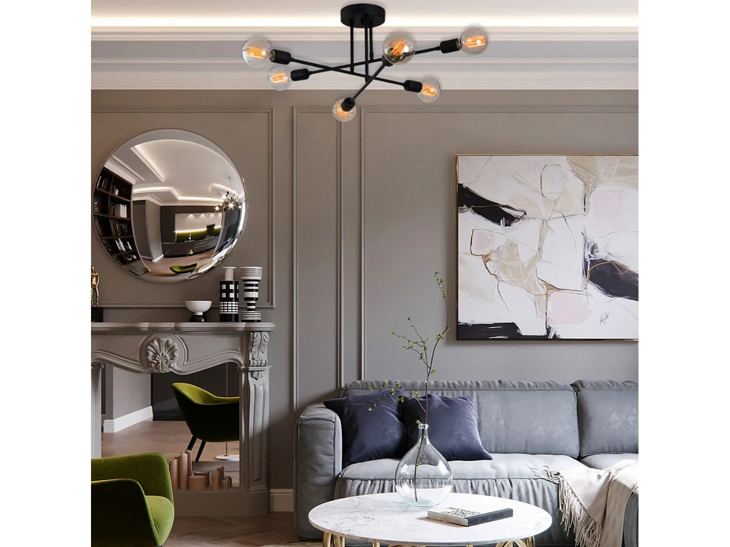 Plafonnier croisé en fer noir ANDREA