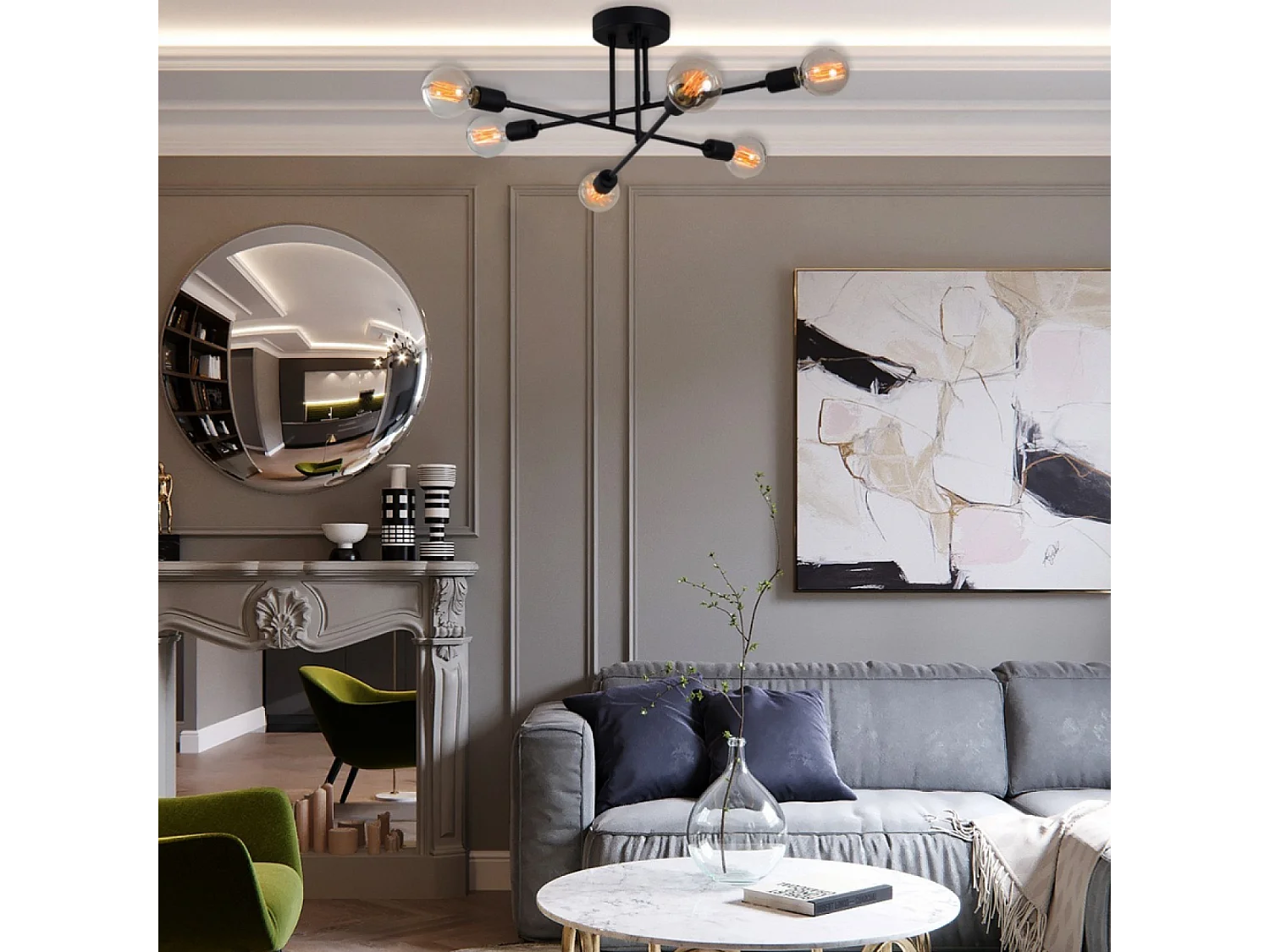 Plafonnier croisé en fer noir ANDREA