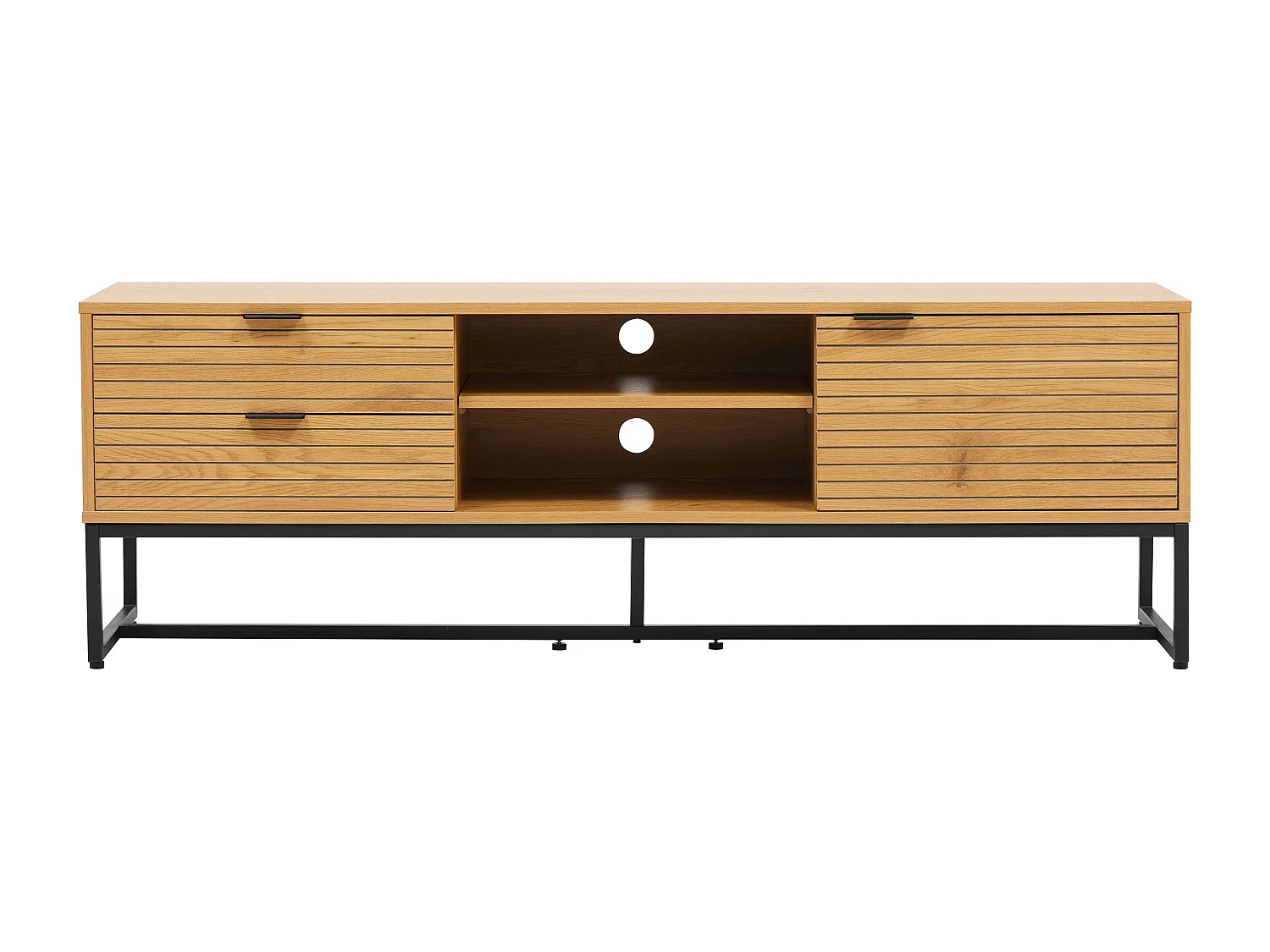 Meuble TV décor mélaminé 150 cm bois et noir