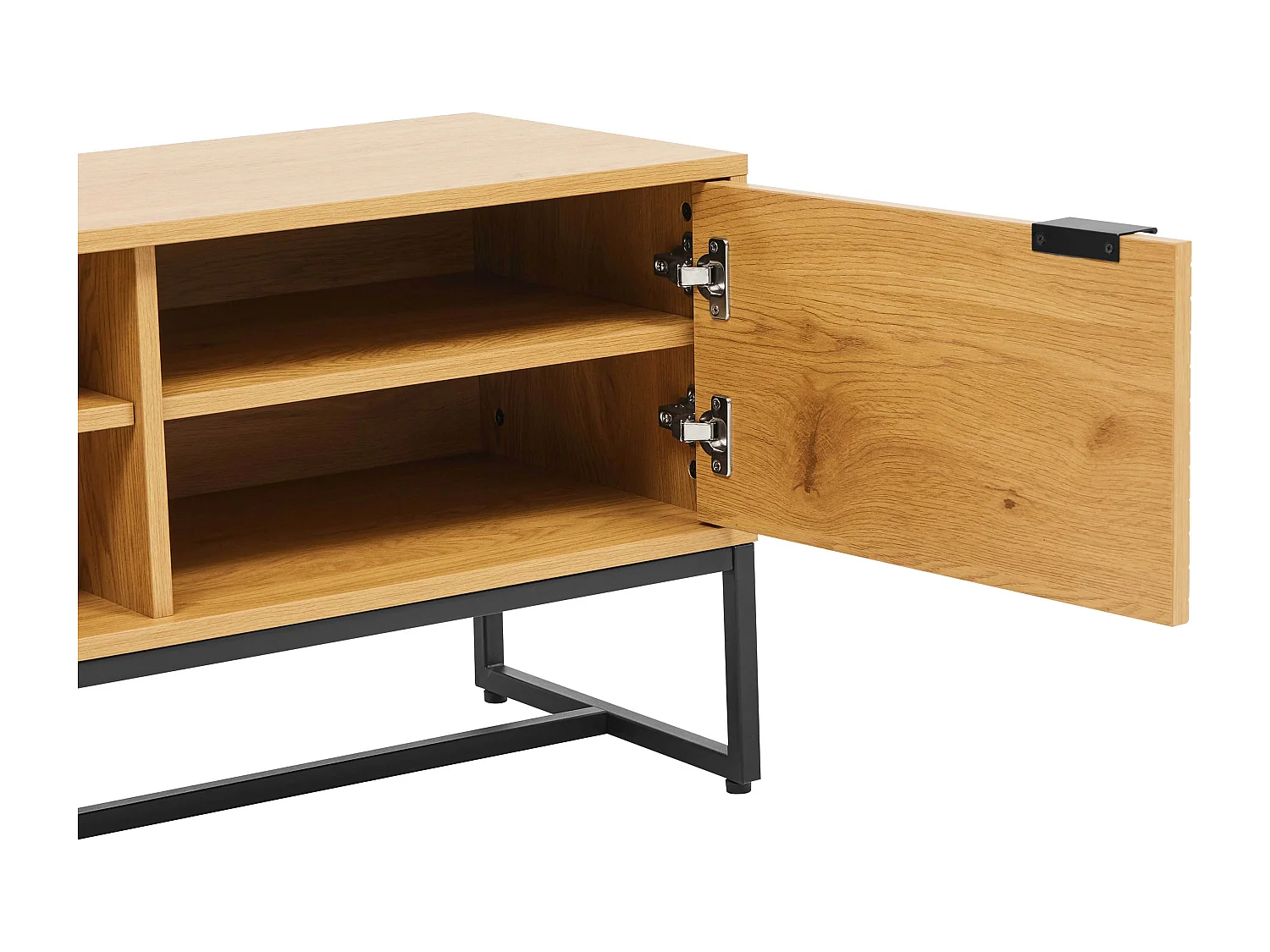 Meuble TV décor mélaminé 150 cm bois et noir