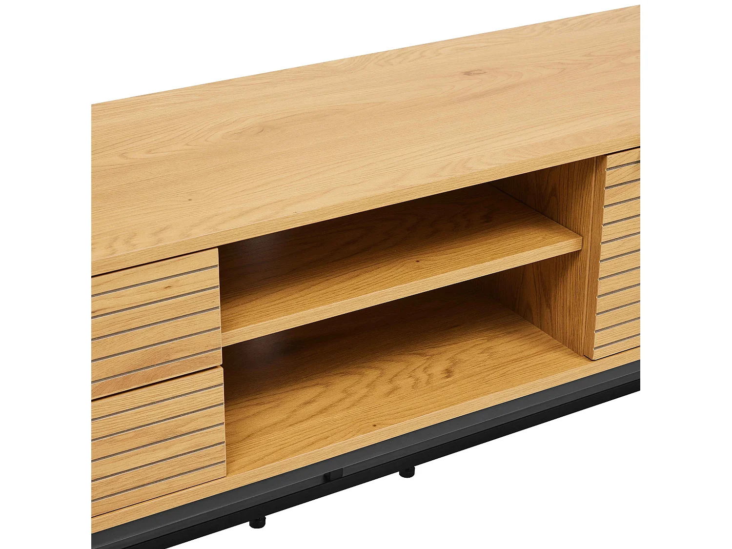 Meuble TV décor mélaminé 150 cm bois et noir