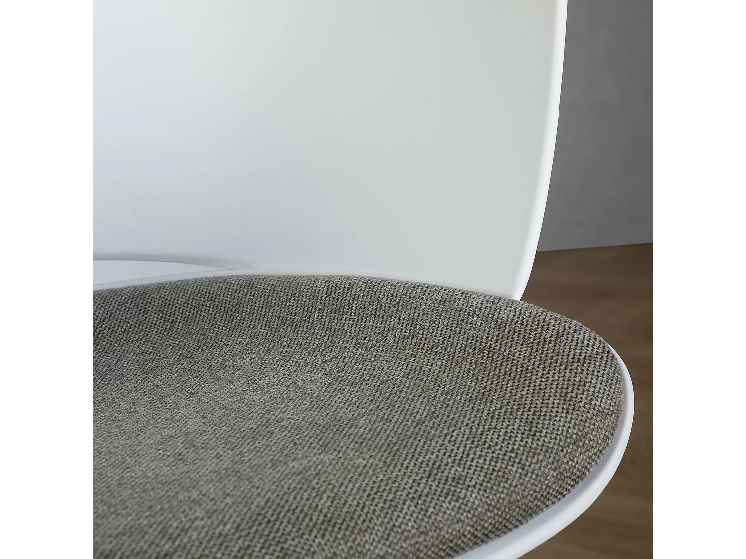 Chaise de bureau pivotante DAGMA, réglable en hauteur, style moderne, avec coussin d’assise en tissu, sur roulettes, blanc