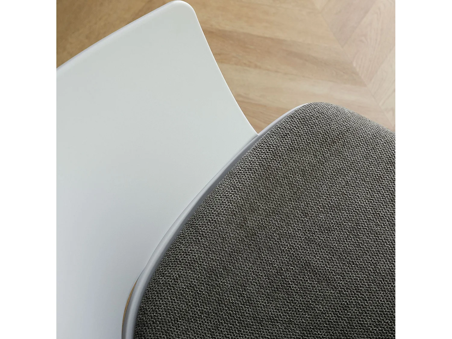 Chaise de bureau pivotante DAGMA, réglable en hauteur, style moderne, avec coussin d’assise en tissu, sur roulettes, blanc