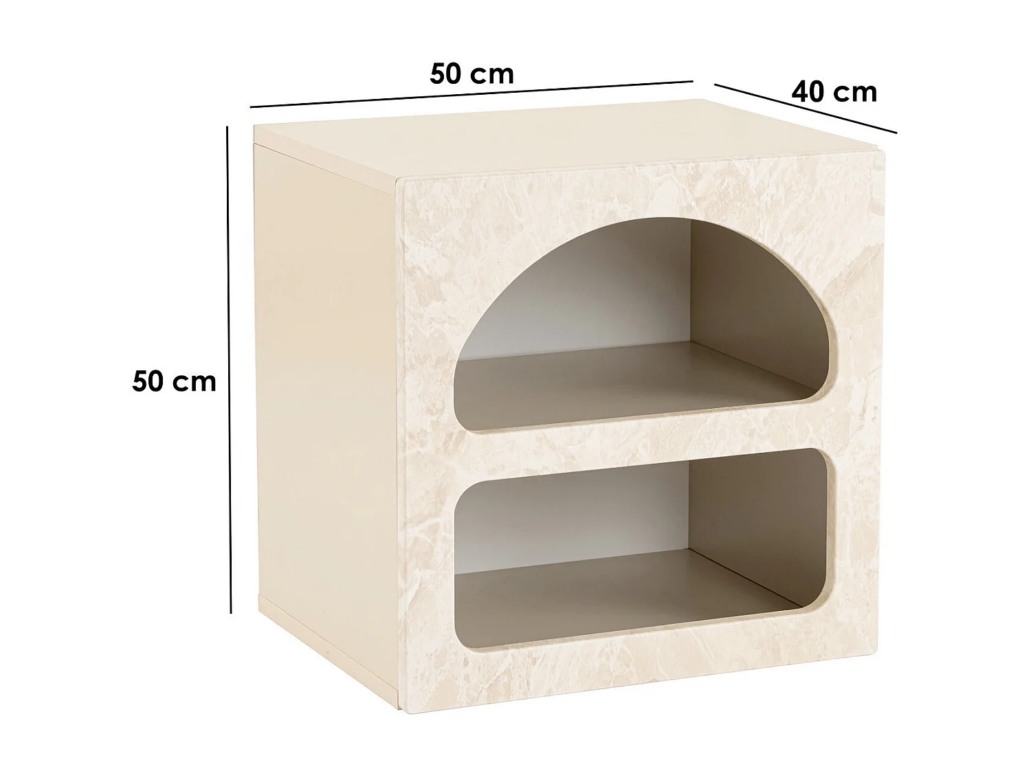 Set van 2 nachtkastjes met opbergruimte - Beige met marmerlook - LUELA