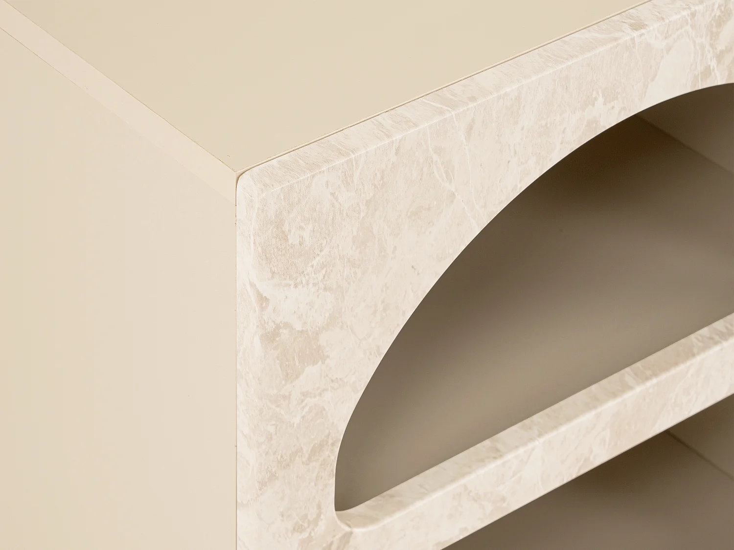 Conjunto de 2 mesitas de noche con almacenamiento - Beige efecto mármol - LUELA