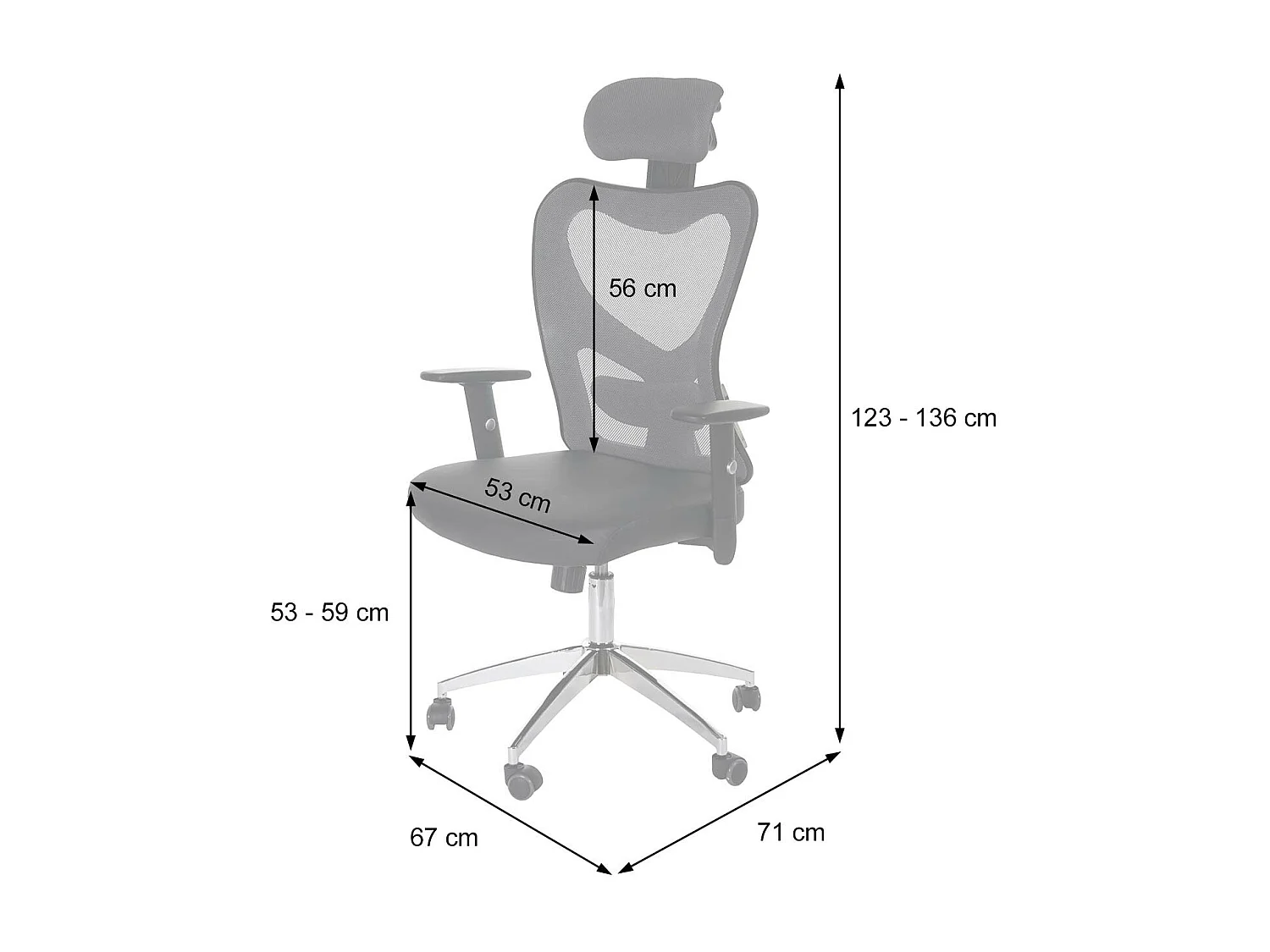 Fauteuil chaise de bureau grise 67 x 71 x 123 cm 04_0001902