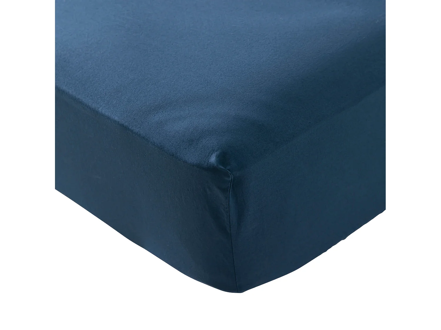 Drap housse coton lavé bonnet 30 cm - SOMEO Bleu marine 160x200 - CELESTE