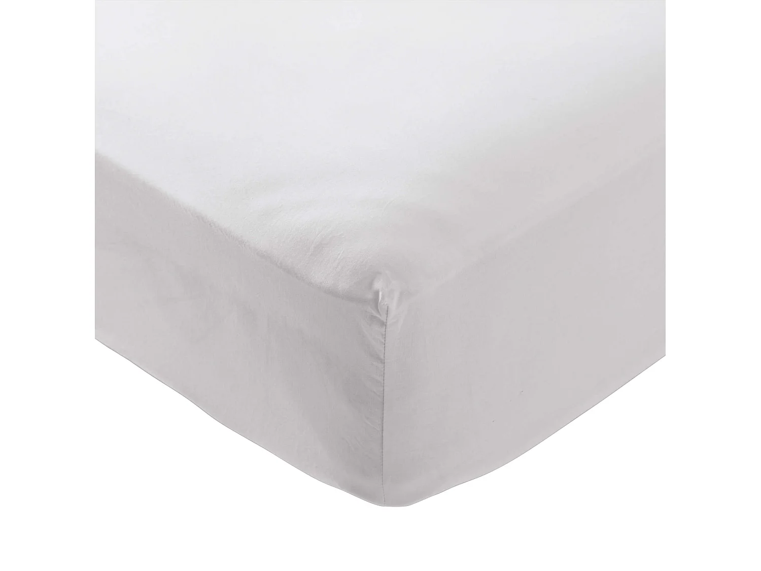 Drap housse coton lavé bonnet 30 cm - SOMEO Blanc 70x190 - CELESTE