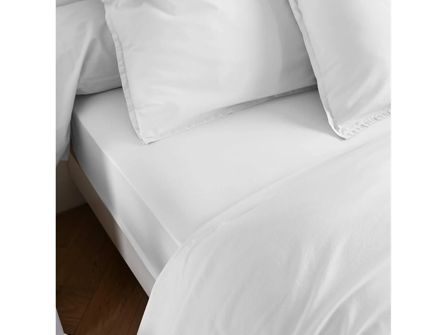 Drap housse coton lavé bonnet 30 cm - SOMEO Blanc 80x200 - CELESTE