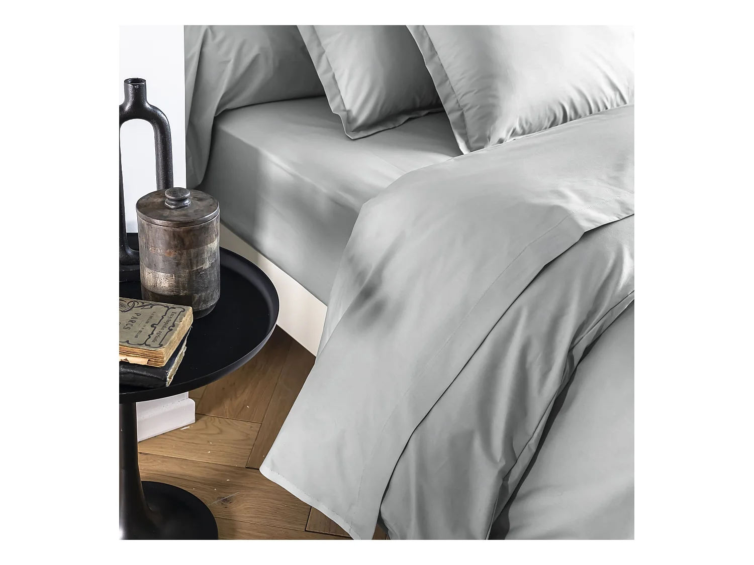 Drap housse coton percale bonnet 40 cm Galet 140x190 - SOMEO - MORPHEE