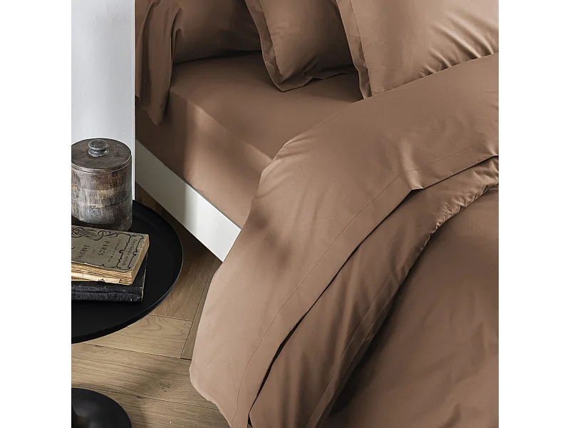 Drap housse coton percale bonnet 40 cm Dune 160x190 - SOMEO - MORPHEE