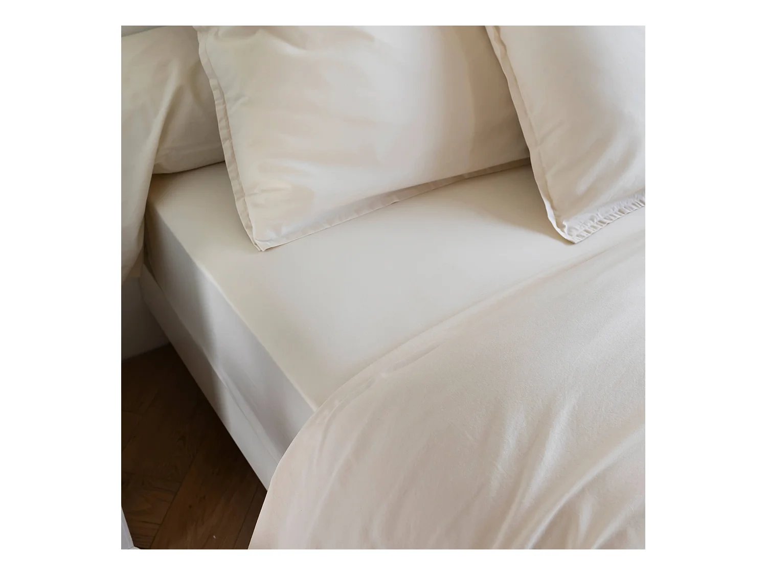 Drap housse coton lavé bonnet 30 cm - SOMEO Beige 180x200 - CELESTE