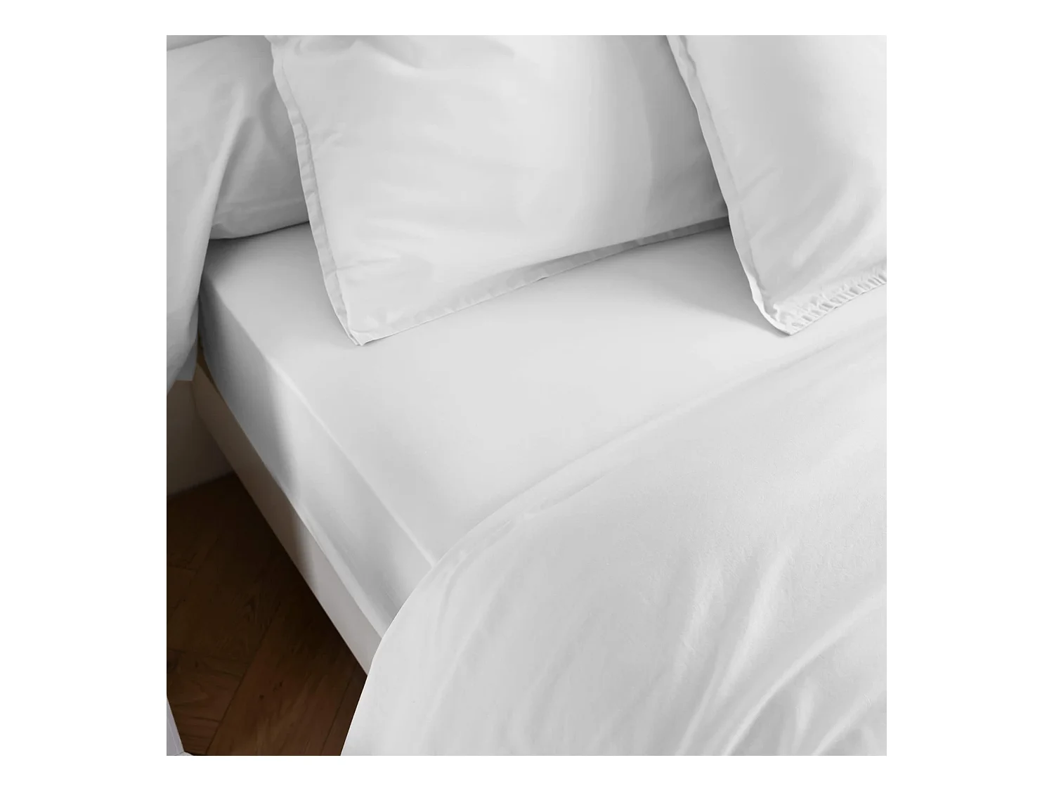 Drap housse coton lavé bonnet 40 cm - SOMEO Blanc 200x200 - CELESTE