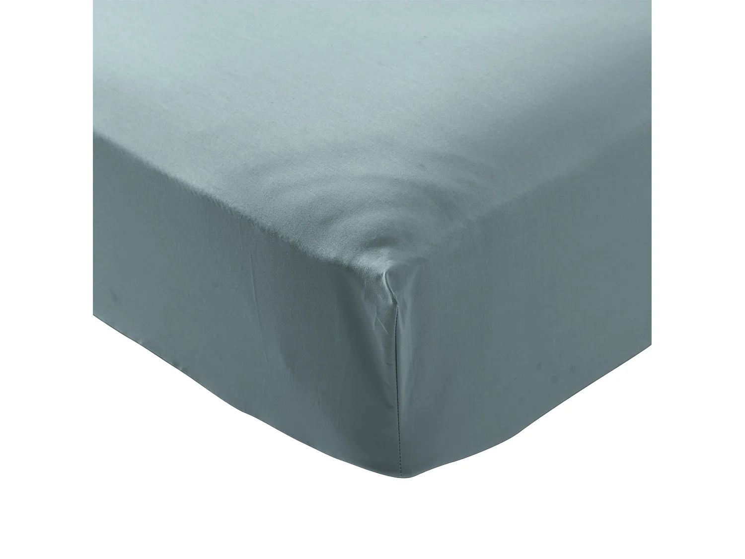 Drap housse coton percale bonnet 30 cm Bleu glacier 120x190 - SOMEO - MORPHEE