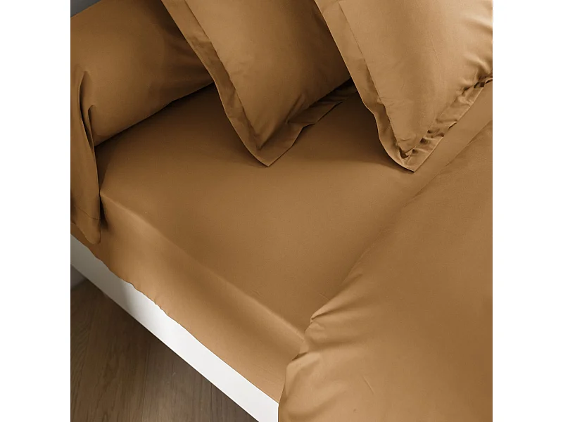 Drap housse coton percale bonnet 30 cm Sahara 180x200 - SOMEO - MORPHEE