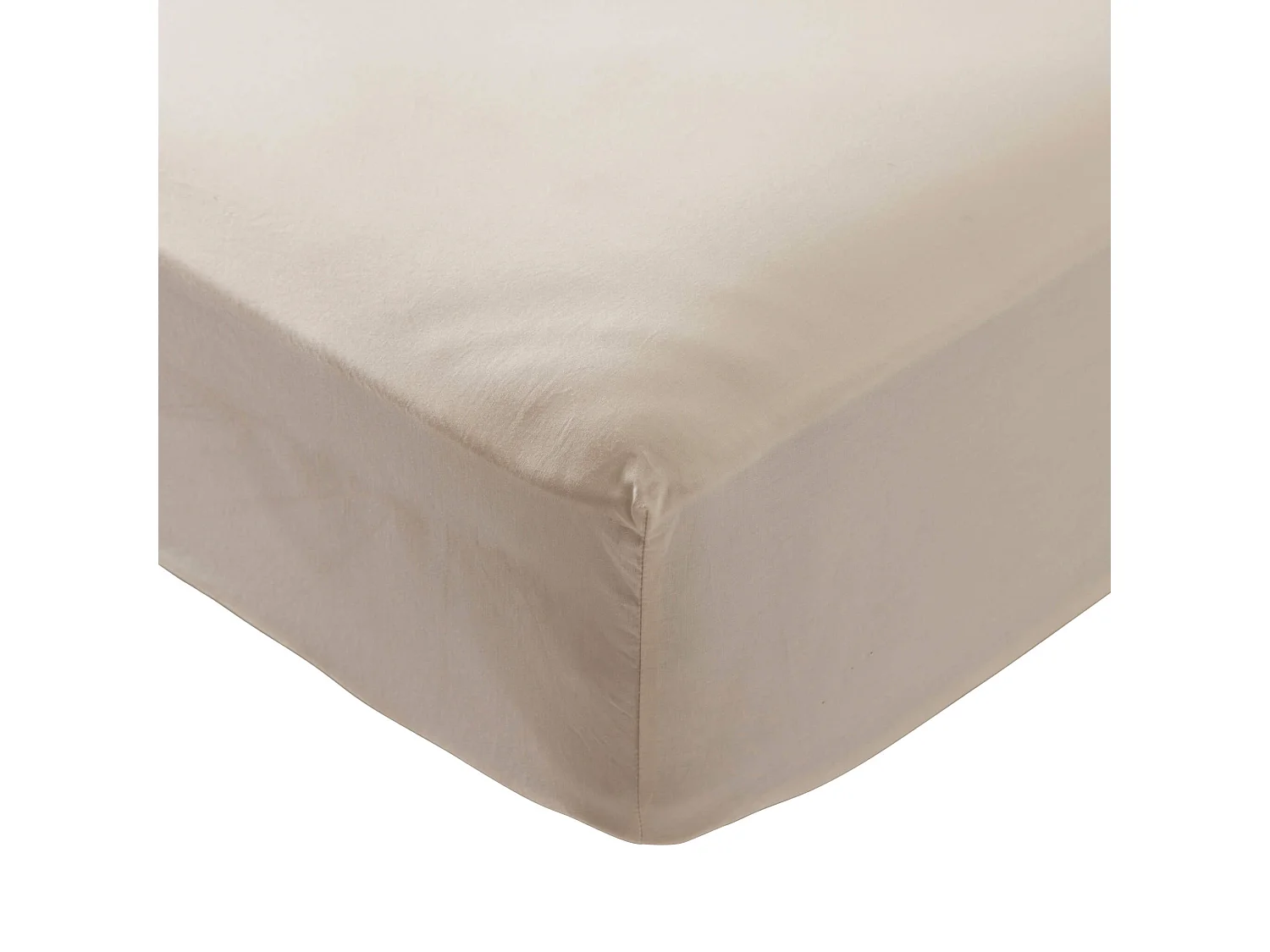 Drap housse coton lavé bonnet 30 cm - SOMEO Beige 160x200 - CELESTE
