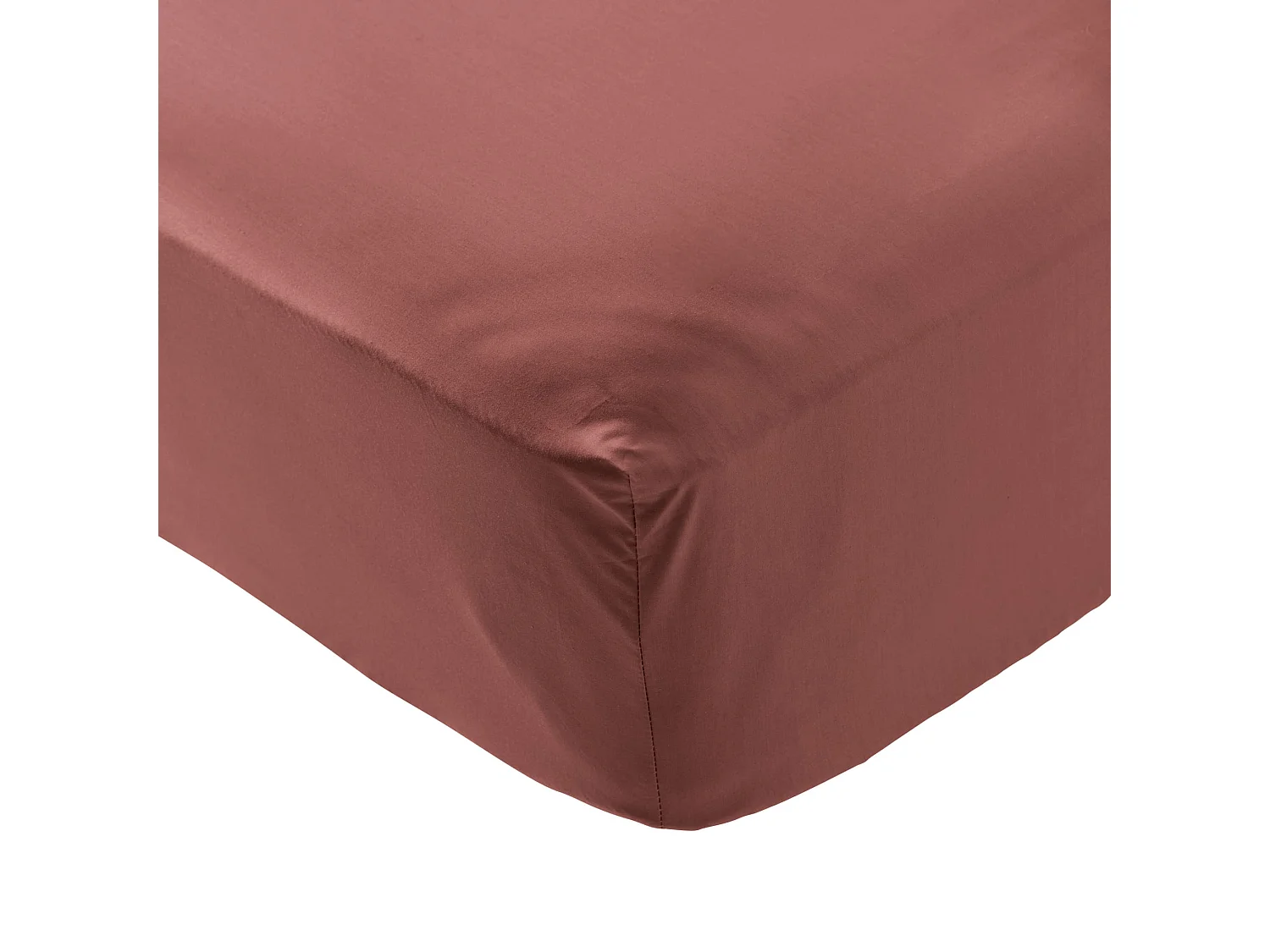 Drap housse coton percale bonnet 30 cm Bois de rose 140x200 - SOMEO - MORPHEE