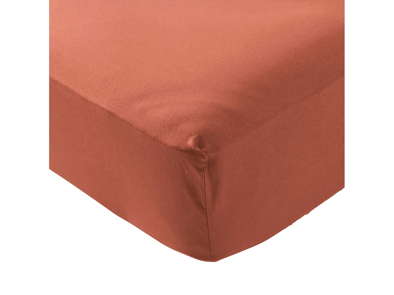 Drap housse coton lavé bonnet 30 cm - SOMEO Terracotta 120x190 - CELESTE