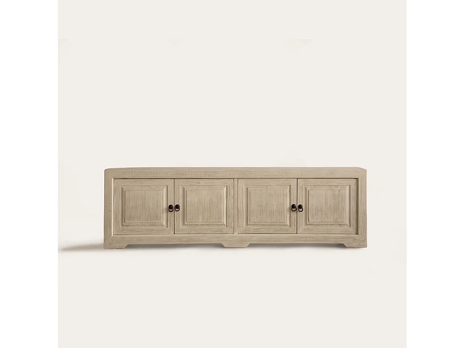 Meuble tv en bois massif blanc 200x60