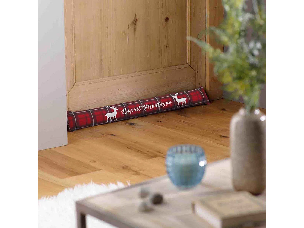 Boudin Bas de Porte "Heidi" 80cm Gris & Rouge