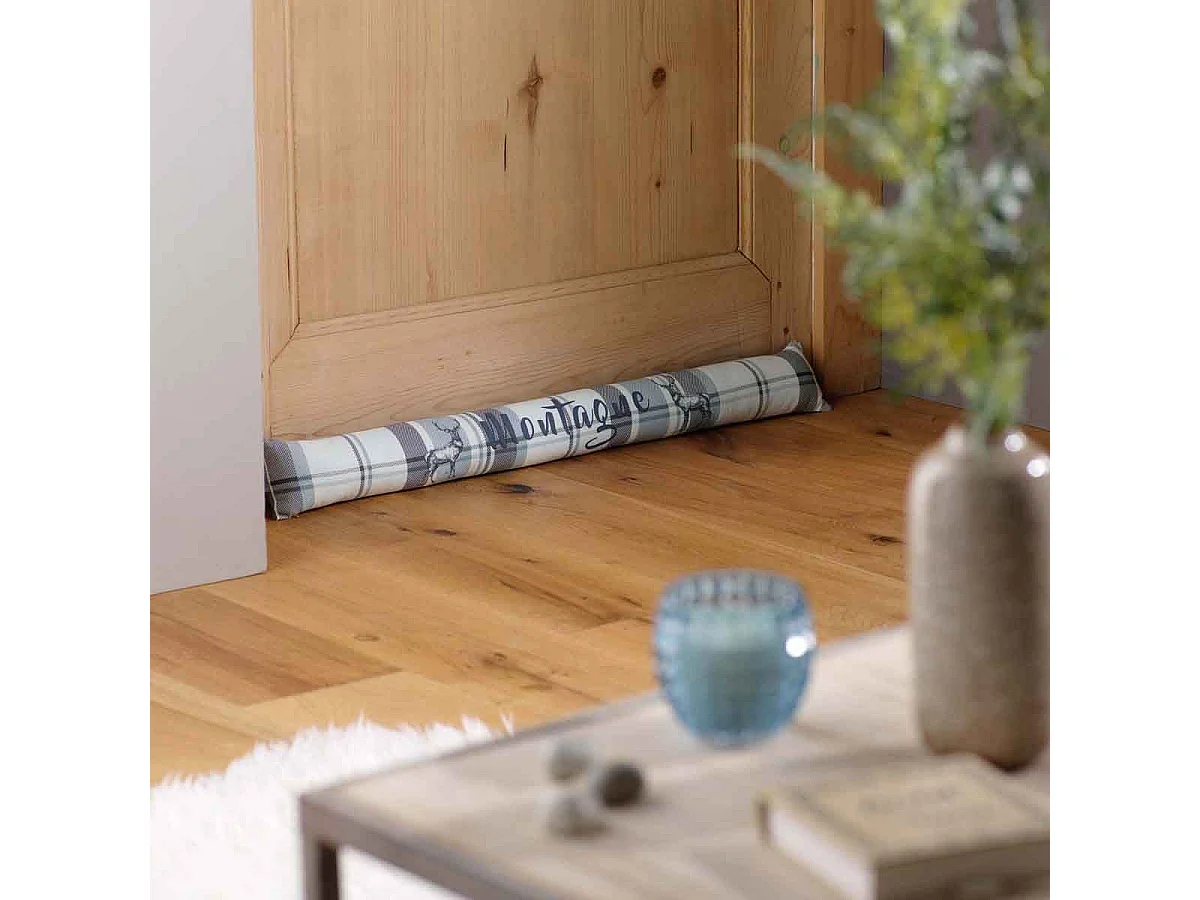 Boudin Bas de Porte "Megève" 80cm Bleu & Gris