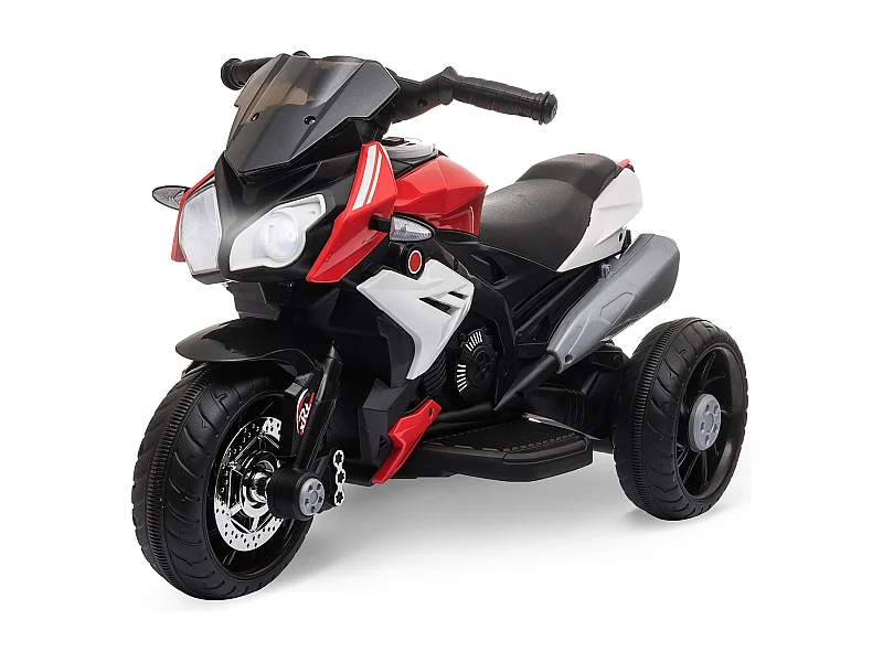 Moto électrique pour enfants 3 roues 6 V 3 Km/h effets lumineux et sonores rouge