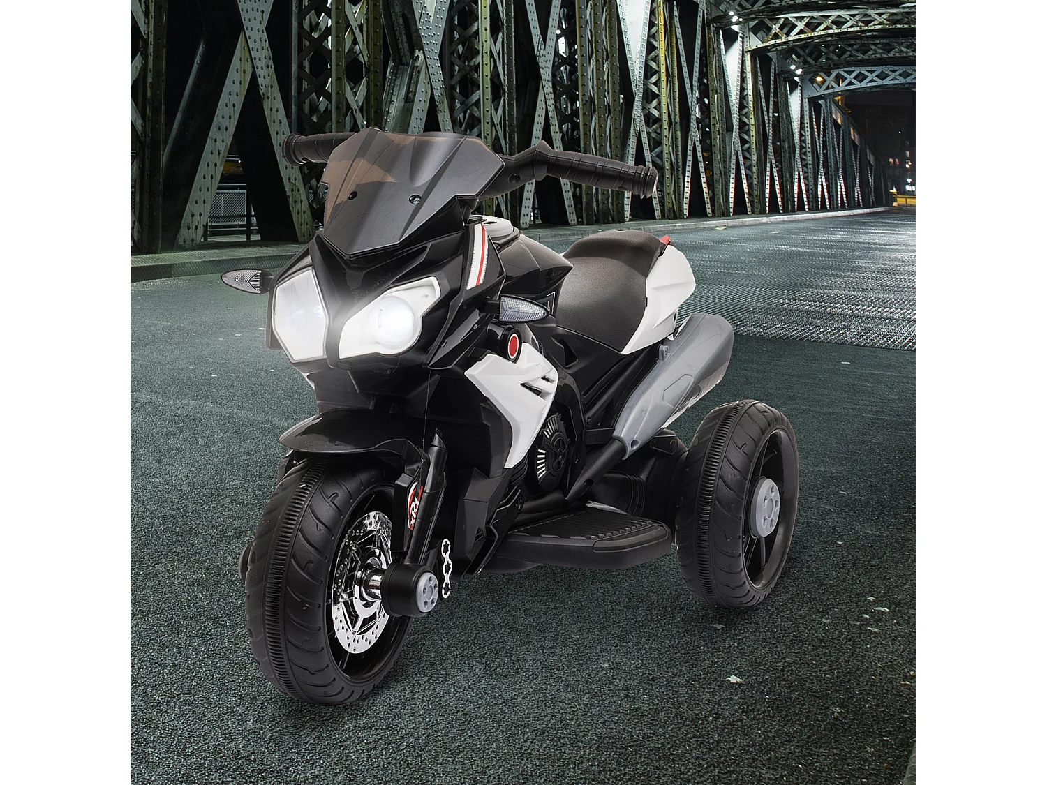 Moto électrique pour enfants 3 roues 6 V 3 Km/h effets lumineux et sonores noir