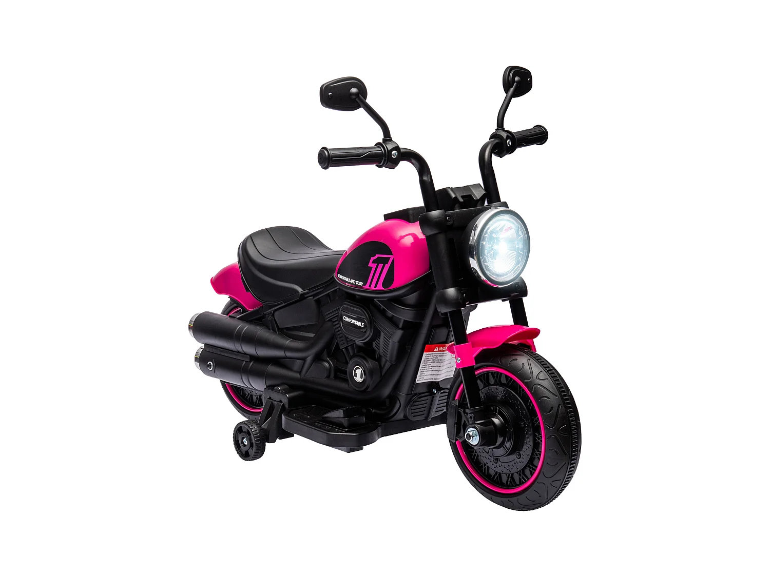 Moto électrique enfant 6 V 3 Km/h effet lumineux roulettes amovibles repose-pied pédale métal PP rose noir
