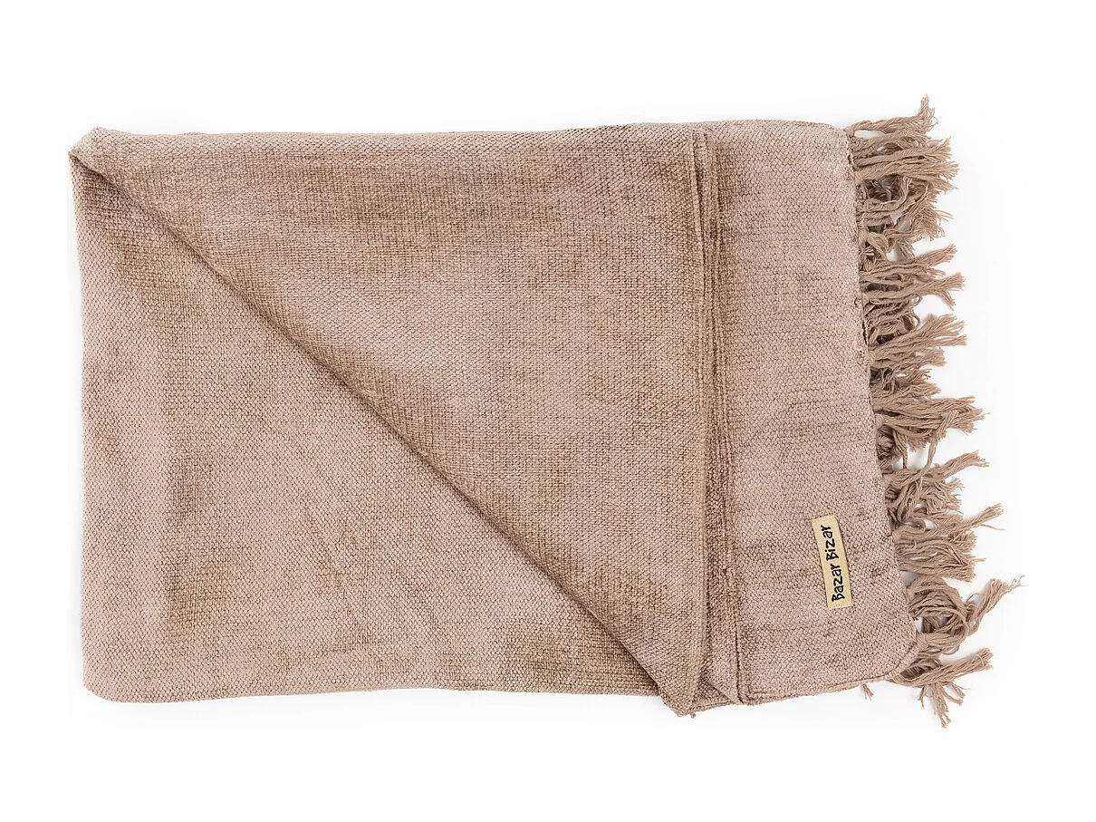 Manta de Terciopelo Gris con Flecos - Cómoda y Lujosa