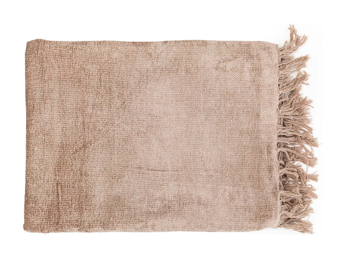 Szary pled z frędzlami z aksamitu - wygodny i luksusowy