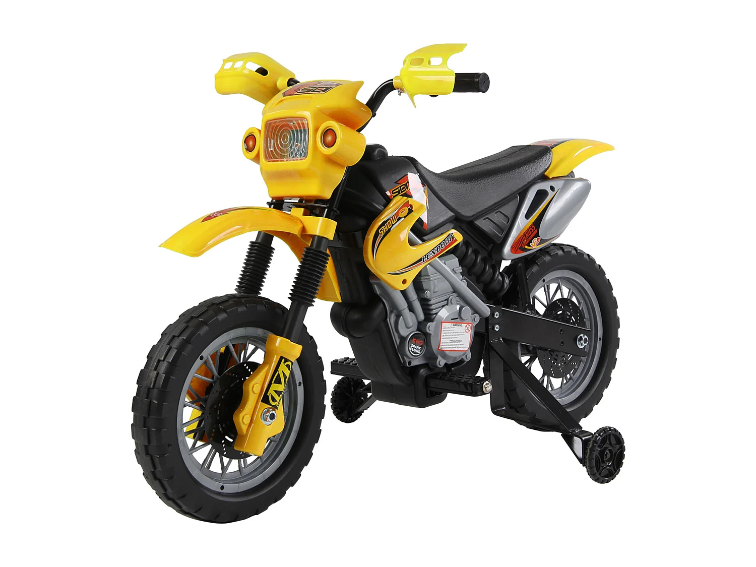 Moto Cross électrique enfant 3 à 6 ans 6 V phares klaxon musiques 102 x 53 x 66 cm jaune et noir