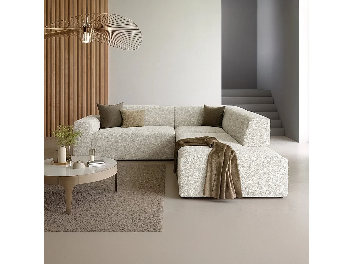 Canapé d'angle droit 5 places coffre Torino Beige