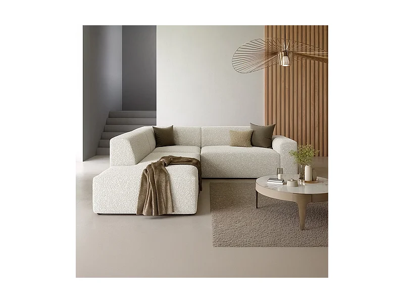 Canapé d'angle gauche 5 places coffre Torino Beige