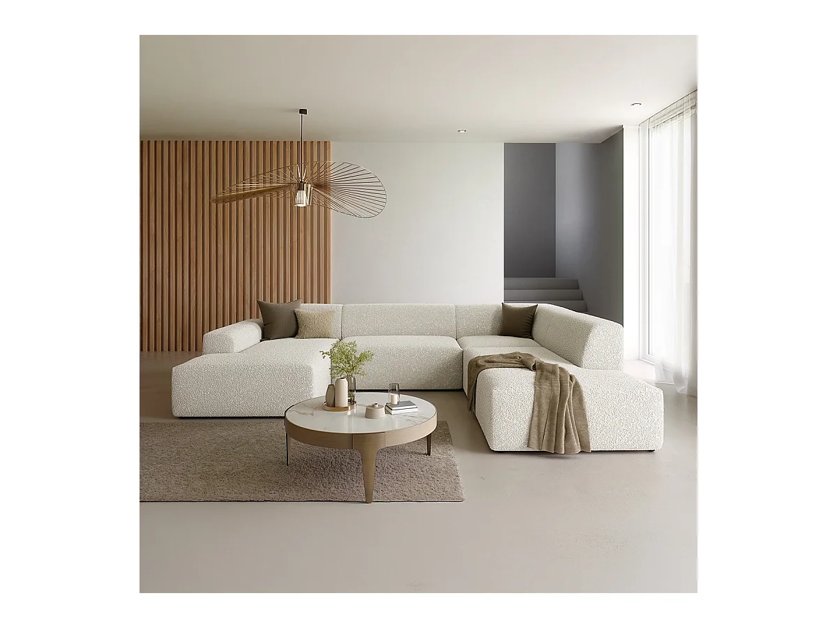 Canapé U 5 places angle droit Torino Beige