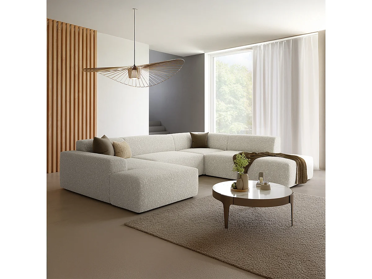 Canapé U 5 places angle droit Torino Beige