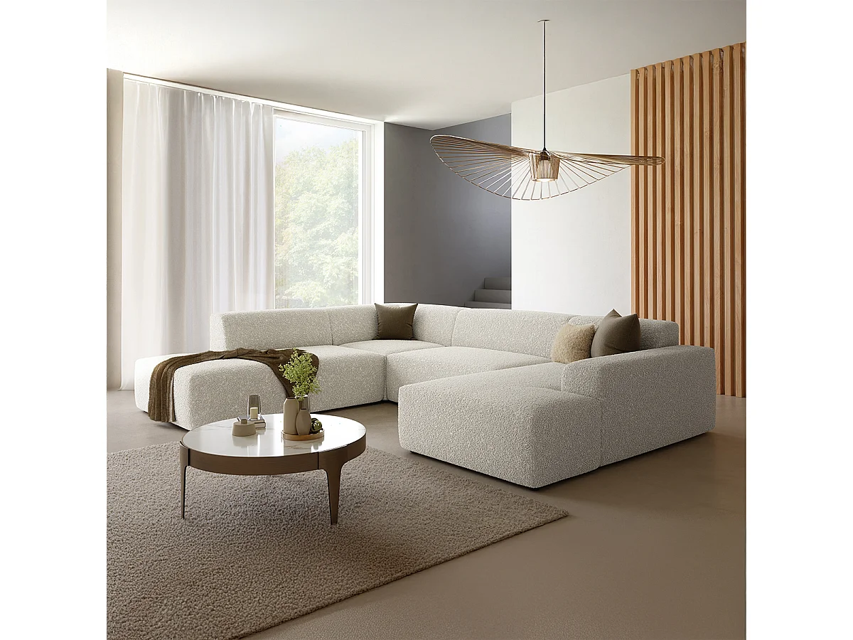 Canapé U 5 places angle gauche Torino Beige