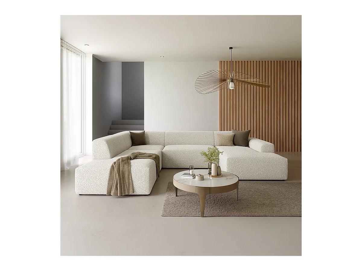 Canapé U 5 places angle gauche Torino Beige
