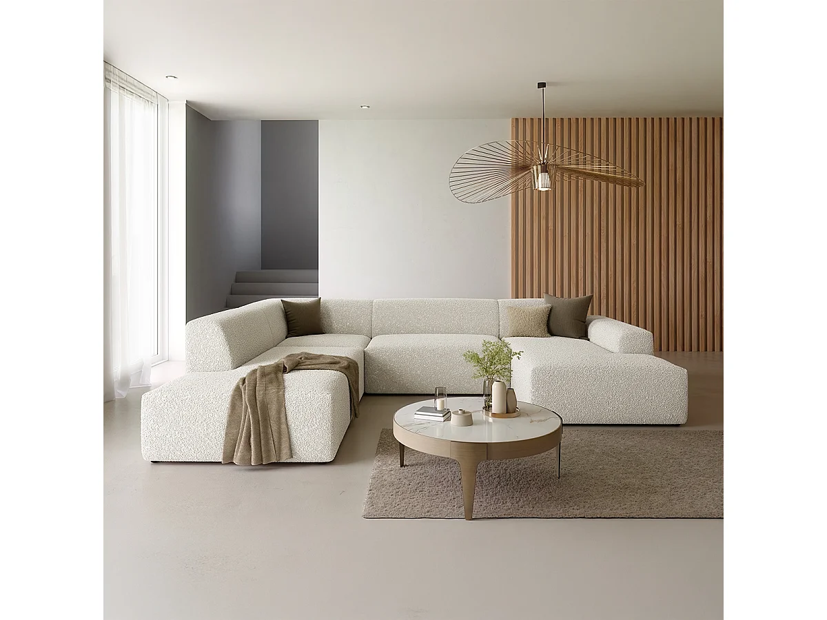 Canapé U 5 places angle gauche Torino Beige