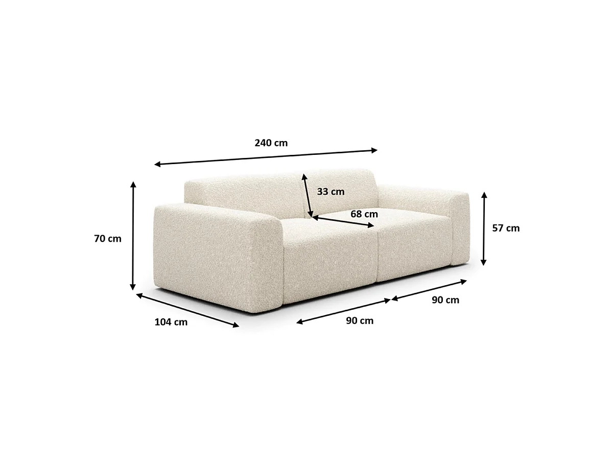 Canapé 3 places en tissu bouclette beige TORINO