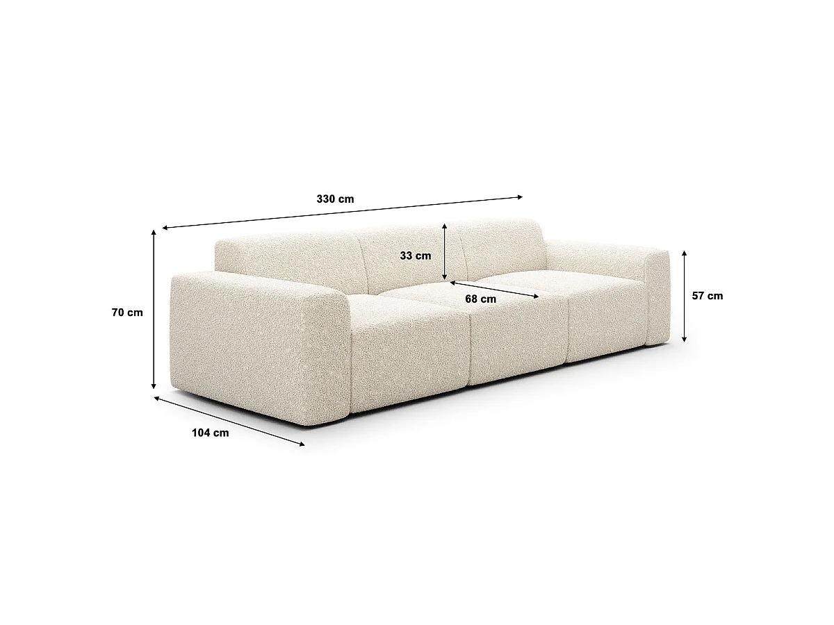 Canapé 4 places en tissu bouclette beige TORINO