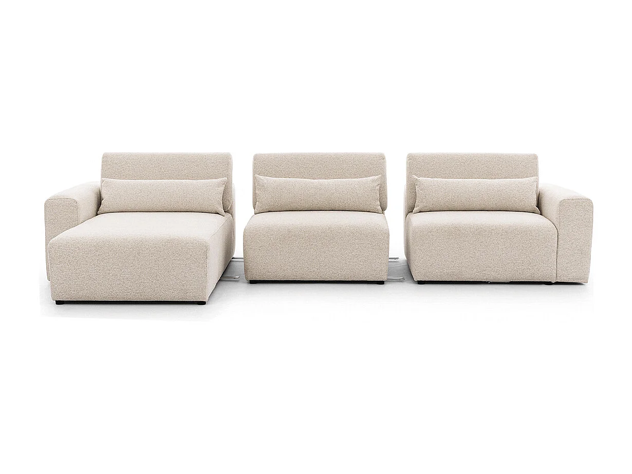 Canapé d'angle gauche 3 places modulable têtières relevables Velano Beige