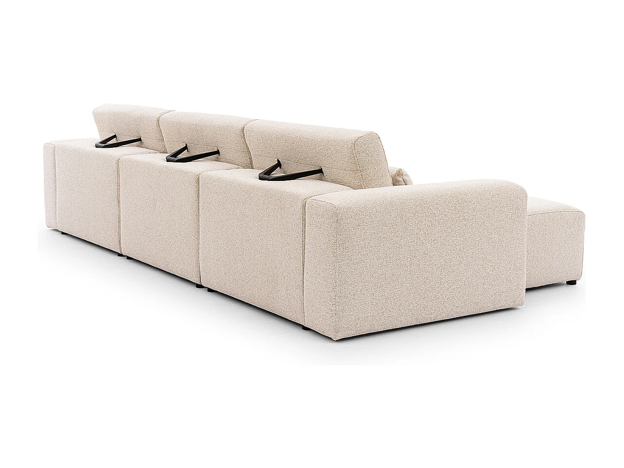 Canapé d'angle gauche 3 places modulable têtières relevables Velano Beige
