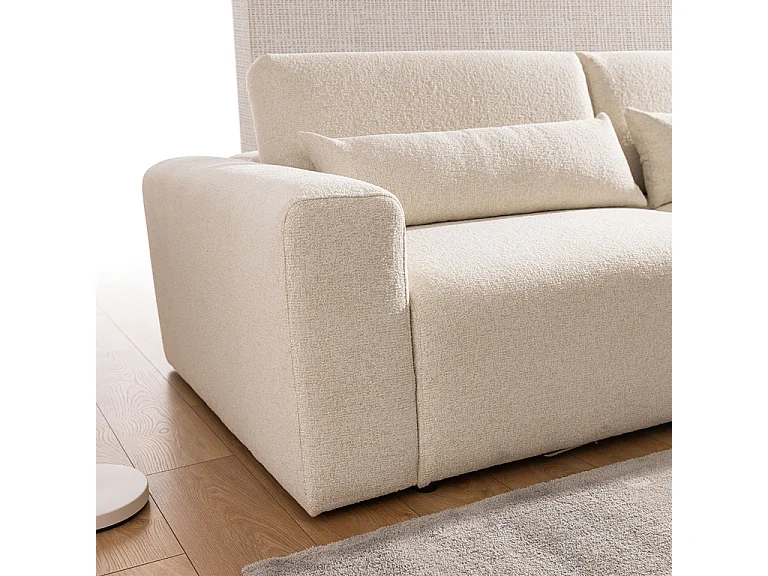 Canapé d'angle gauche 3 places modulable têtières relevables Velano Beige